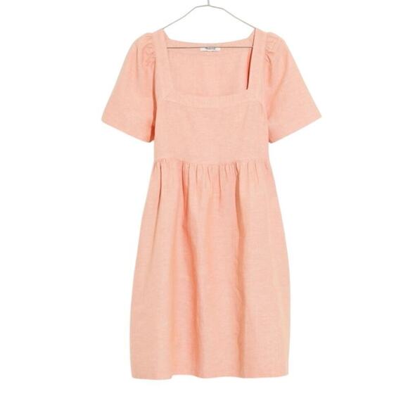 Madewell Linen Blend Allie Square Neck Mini Dress Faded Sunset Size XS - Picture 1 of 8